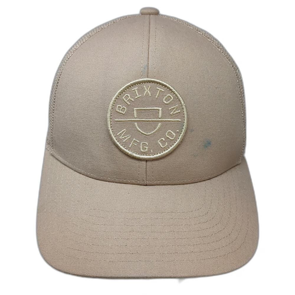 Brixton Trucker Hat Beige One Size Mesh Back Snapback Patch Logo Adjustable